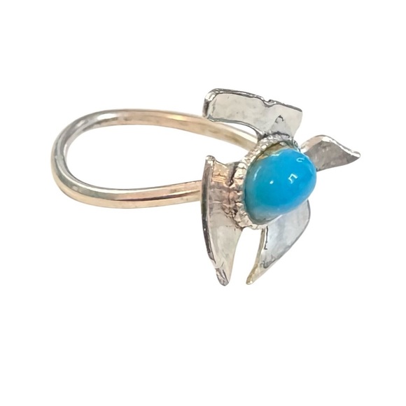 Vintage Native American Turquoise Bird Sterling Silver Ring (5) - Picture 5 of 6